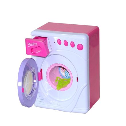 Kinyitható játék mosógép gyerekeknek – zenél és világít / rózsaszín