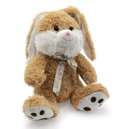 Nagy plüss nyúl, barna-csillogó bundával, 30 cm