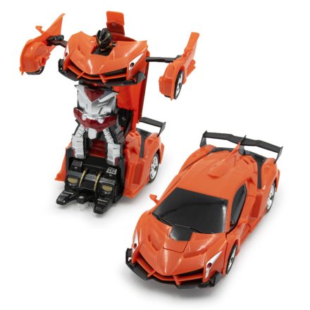Távirányítós robot és autó egyben, narancssárga