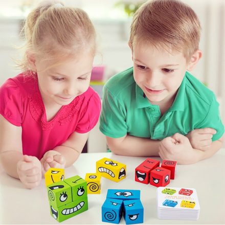 Arcváltó kocka Puzzle társasjáték gyerekeknek