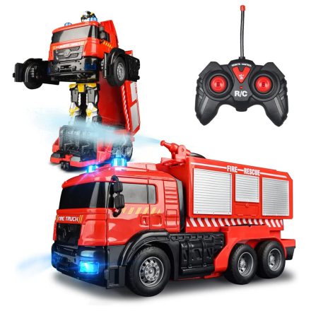Robottá alakuló tűzoltóautó, távirányítóval vezérelhető