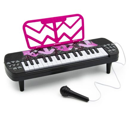 Elektromos játék szintetizátor 32 billentyűvel, mikrofonnal, kottatartóval - rózsaszín