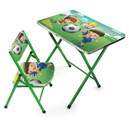 Mintás kisasztal és szék gyerekeknek – zöld
