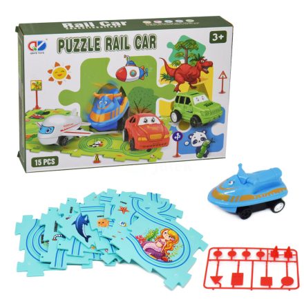 Tengeri puzzle - 15 darabos, motorcsónakkal, táblákkal