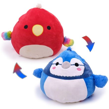 Squishmallows kifordítható plüss, Babs a kék szajkó és Paco a papagáj